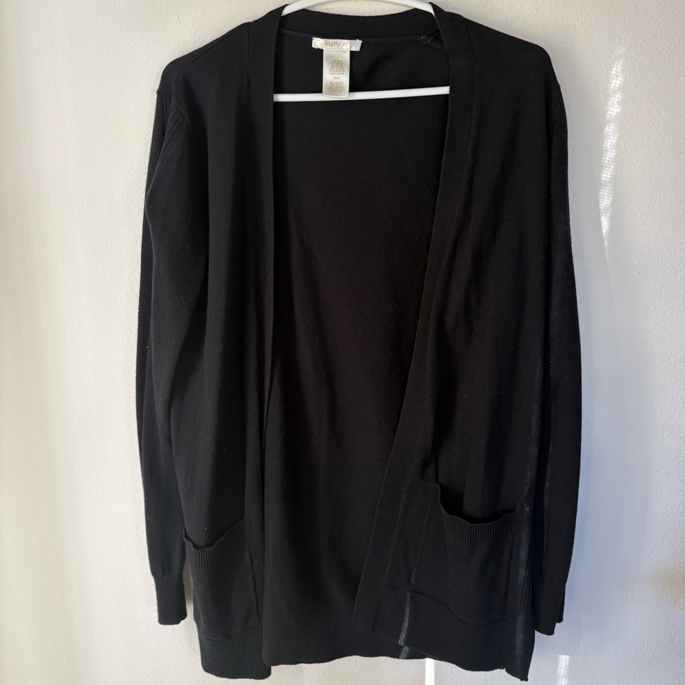 Matty M Black Open Front Cardigan
